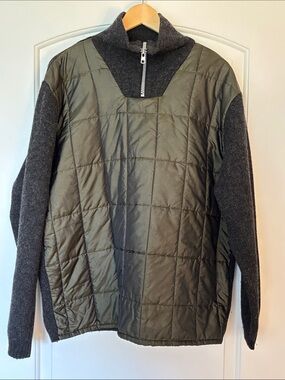 Tailor&Son Sportswear Olive Gray Wool Blend Hybrid Quarter-Zip Sweater Men’s XL